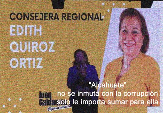 Desvergonzada asiste a la reunión de su amigote y asiente todas fechoría acompañándolo lo que le va a significar que perdió todos los votos de Rinconada por no estar con la gente decente.

 