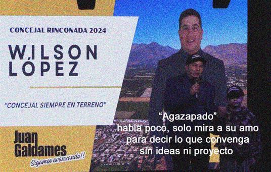 Un peligroso agasapado que nuca le ha entregado un proyecto a Rinconada, está al cateo de la laucha a ver qué decir y qué hacer que le agrade a todos y seguir disfrtutando de su sueldo y cargo que nunca a tenido antes.
Apoyó todas las grocerías de su amo Galdames.