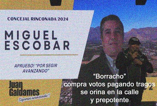 Despreciable por su prepotencia ya que son el cargo se le subieron los humos a la cabeza.
Anda pagándo tragos a los amigotes que cree que son tan borrachos como él y además se orina, una verguenza para nuestra comuna.  